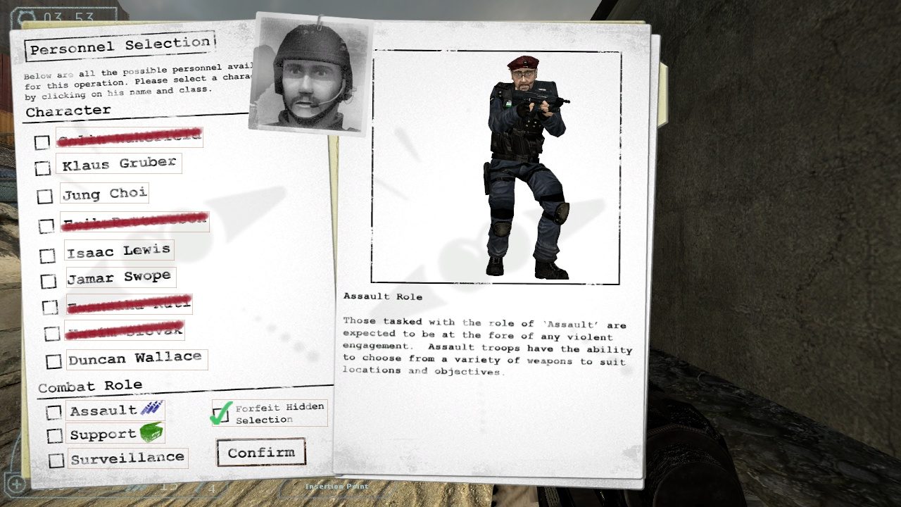 The personnel menu